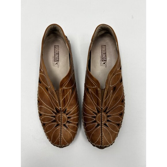Pikolinos Jerez Brandy Brown Leather Loafers Flats Women 38 Slip on Breathable - Picture 6 of 9